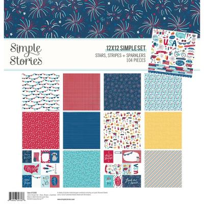 Simple Stories Stars, Stripes + Sparklers Designpapier - Collection Kit